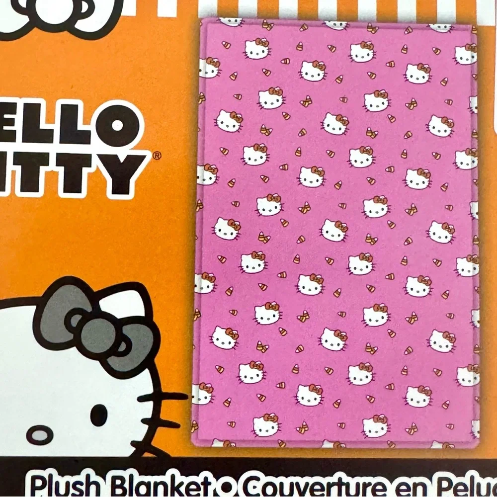 Hello Kitty with Candy Corn Twin Sized Plush Halloween Blanket
